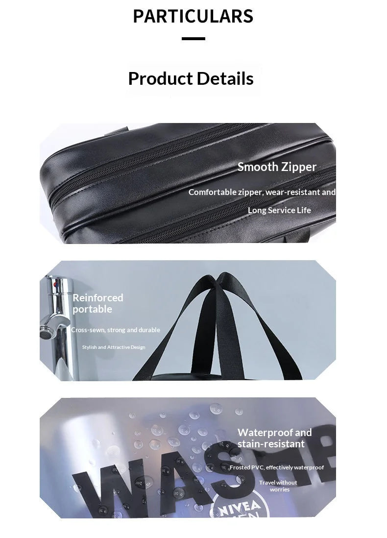 Homefish Large capacity transparent dry wet separation double-layer washbag frosted travel portable handheld bath storage bag