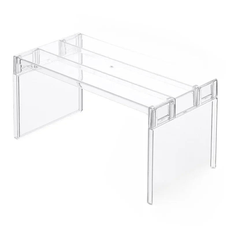 [Kitchen Storage] Clear Expandable Cabinet Organizer, Spice & Dish Divider, Multi-Scene Use For Kitchen & Bathroom