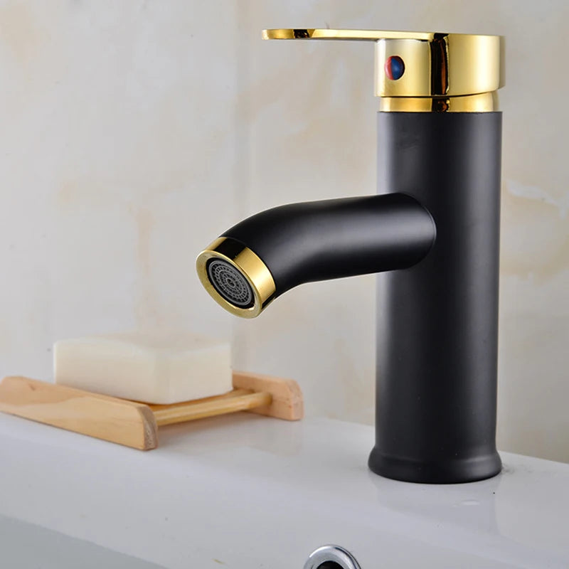 Black Basin Faucet Stainless Steel Paint Faucet Bathroom Single Handle Basin Faucets Blacked Single Hole Hot Cold Mixer Tap