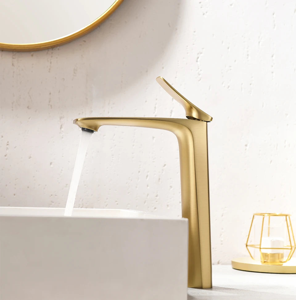 VGX Luxury Gold Bathroom Faucets High Basin Mixer Tall Sink Faucet Gourmet Washbasin Tapware Hot Cold Water Tap Brass Chrome