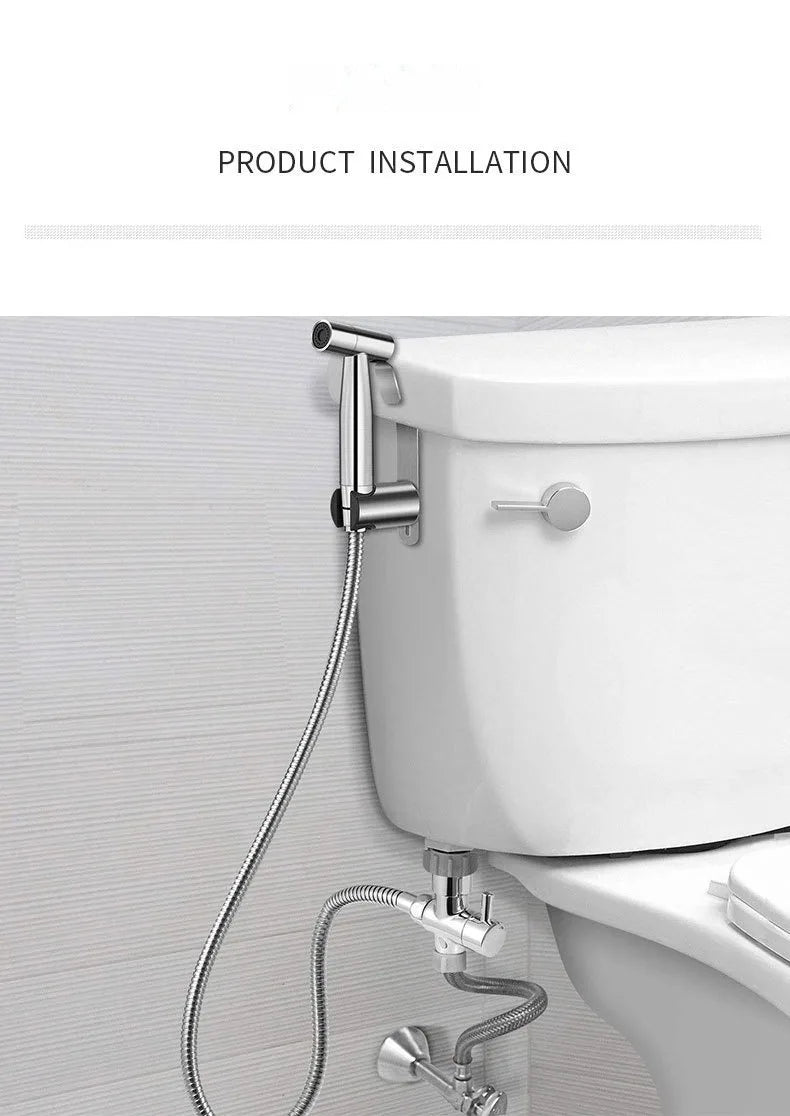 Handheld Toilet Bidet Sprayer Set Kit Stainless Steel Hand Sprayer Shower Head Self Cleaning Hand Bidet Faucet for Bathroom