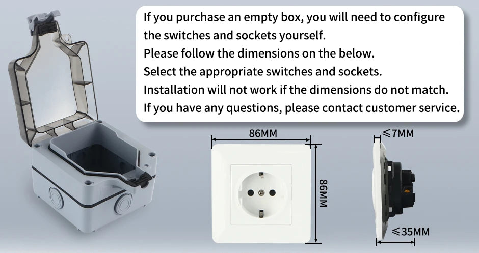 GTRIC Waterproof Outdoor Plug Electrical Sockets 250V AC IP66 DustProof Waterproof Socket With Switch Outside Master Plug