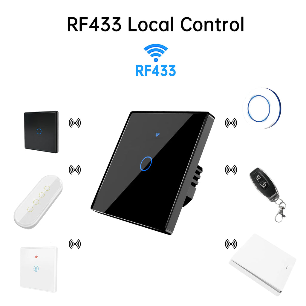 SIXWGH 1/2/3/4 Gang EU Touch Switch No Neutral Wire AC100-240V Panel Tempered Crystal Glass wall Light Sensor Switch