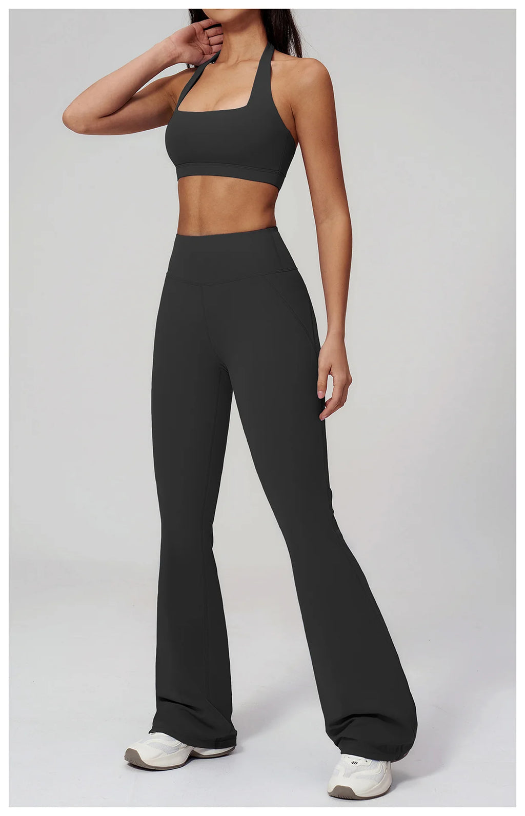 2PCS Flared Pants Yoga Set Women's Tracksuits Gym Fitness Outfits Sports Sets Female Shockproof Sports Bra Yoga Workout Clothes