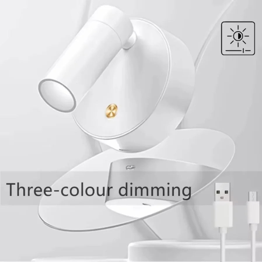 USB Rechargeable with Touch Switch Black Dimmable LED bedroom Wall Light White Magnet Magnetic base for Bedside Study Reading