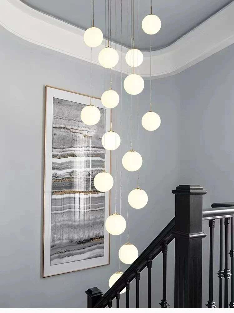 Stairs 2026 Modern Nordic LED Glass Chandelier Loft Duplex Living Room Lamp Hotel Lobby Long Chandelier Home Decorative Lighting