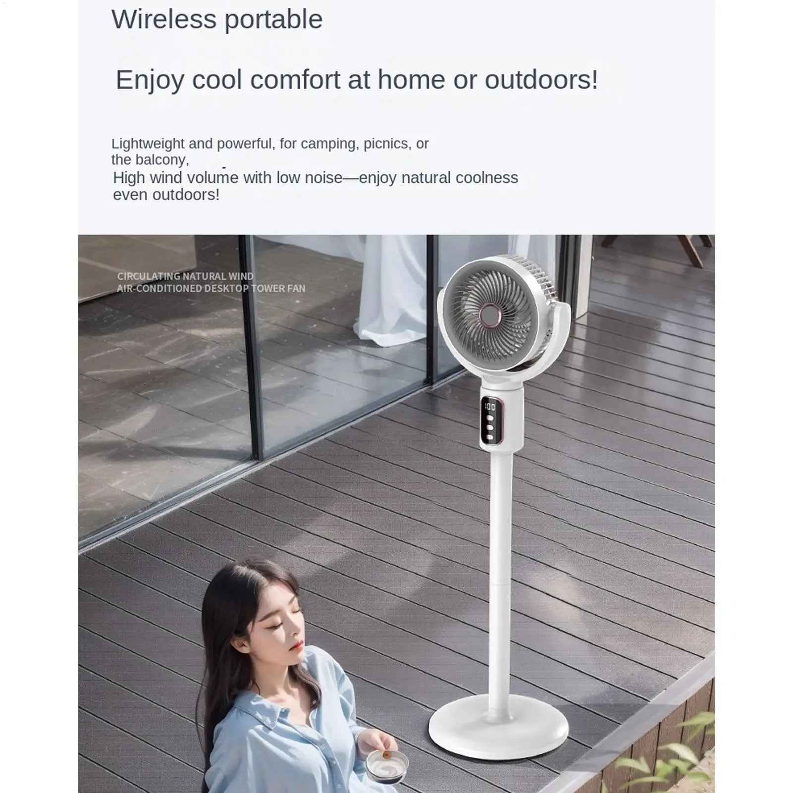 Air Circulation Fan Rechargeable Oscillating Fan Five Gear Adjustment Stand Fan Adjustable Height Household Air Circulation Fan