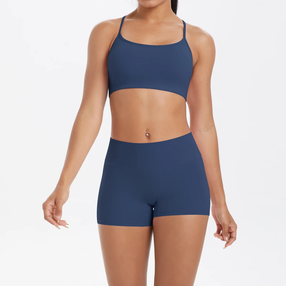 New Cross Backless Yoga Bra And Fitness Shorts Gym Yoga Set Woman’s Summer Running Sports Quick-Dry Women Gym Clothing Yoga Suit