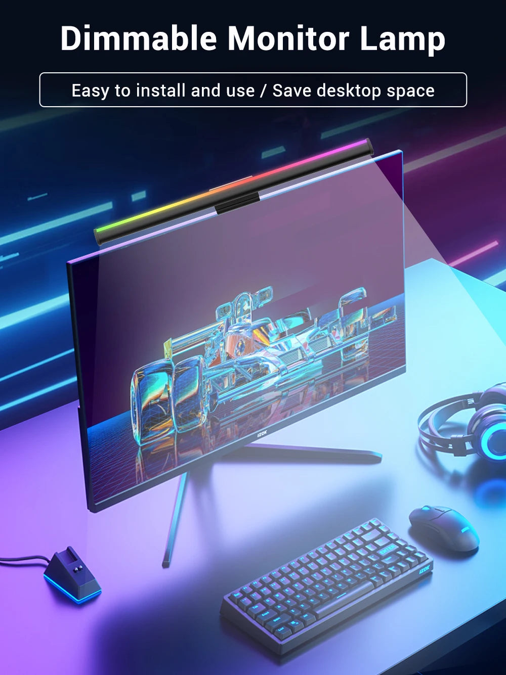 Smart RGB Monitor Light Bar Led Lights Wifi Dimmable Setup Gaming Room Decor Lightbar PC Screen Hanging Remote Control Desk Lamp