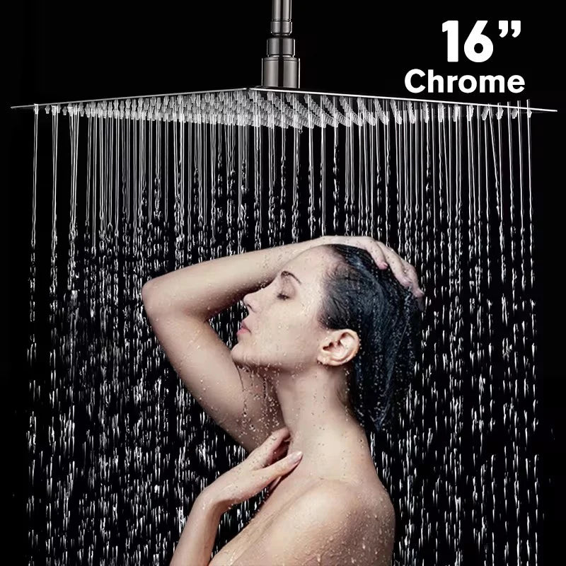 Rainfall Shower Head 12/10/8 Inch Waterfall Shower Ultra Thin 201 Stainless Steel Square Rain Showerheads Bathroom Accessories