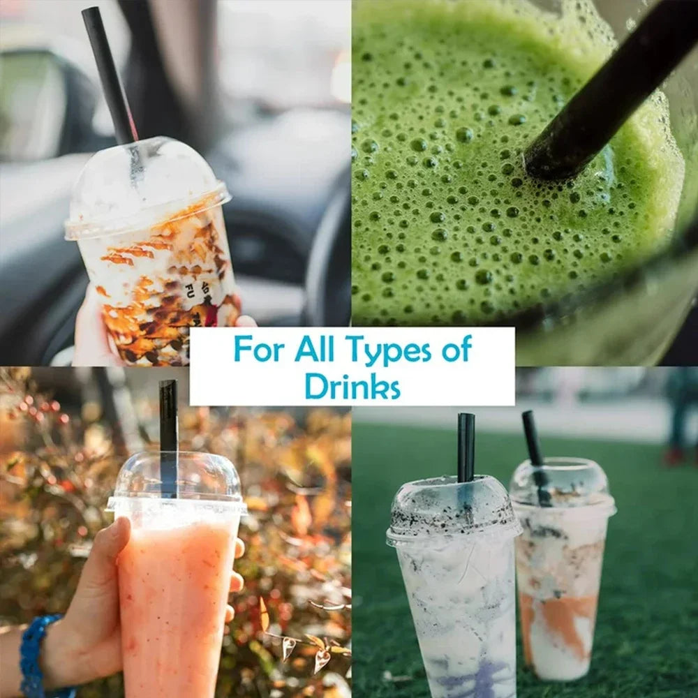 100/400pcs Big Black Straws for Drinks Big Milkshake Straws  Drinking  Bubble Tea Straw   Party and Wedding Accessories