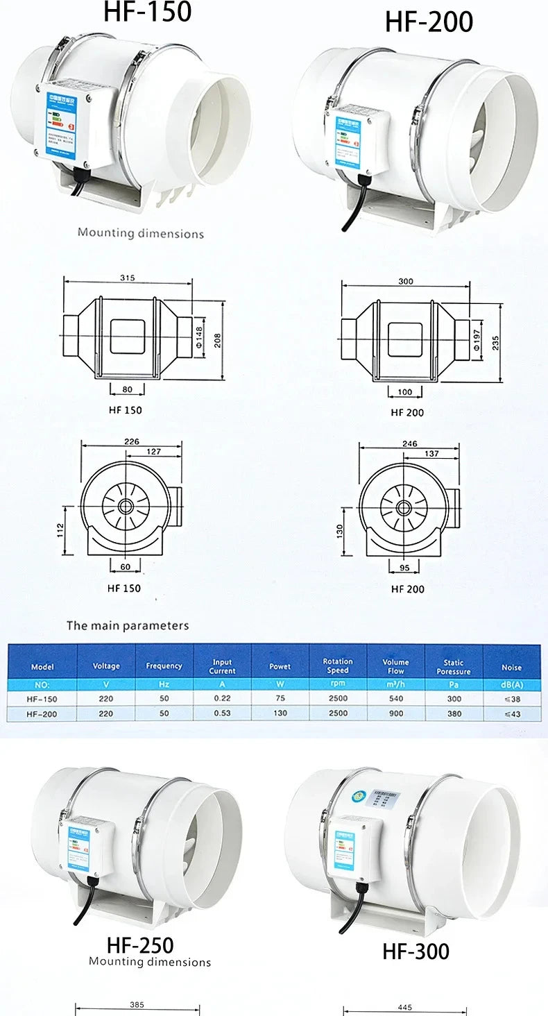 Exhaust Fan Home Mute Inline Duct Fan Bathroom Exhaust Fan Ventilation Equipment Kitchen Bathroom Wall Mounted Air Purifying Ve