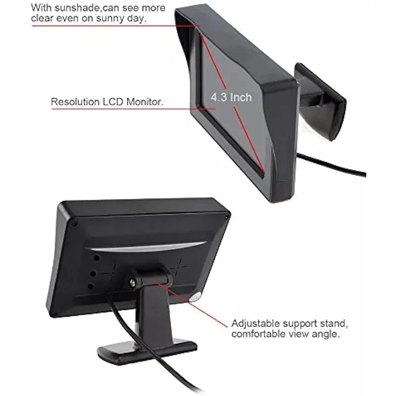 4.3 Inch Car Rear View Camera with Monitor for Vehicle Parking Universal HD Reversing Camera LCD High-definition Display Screen