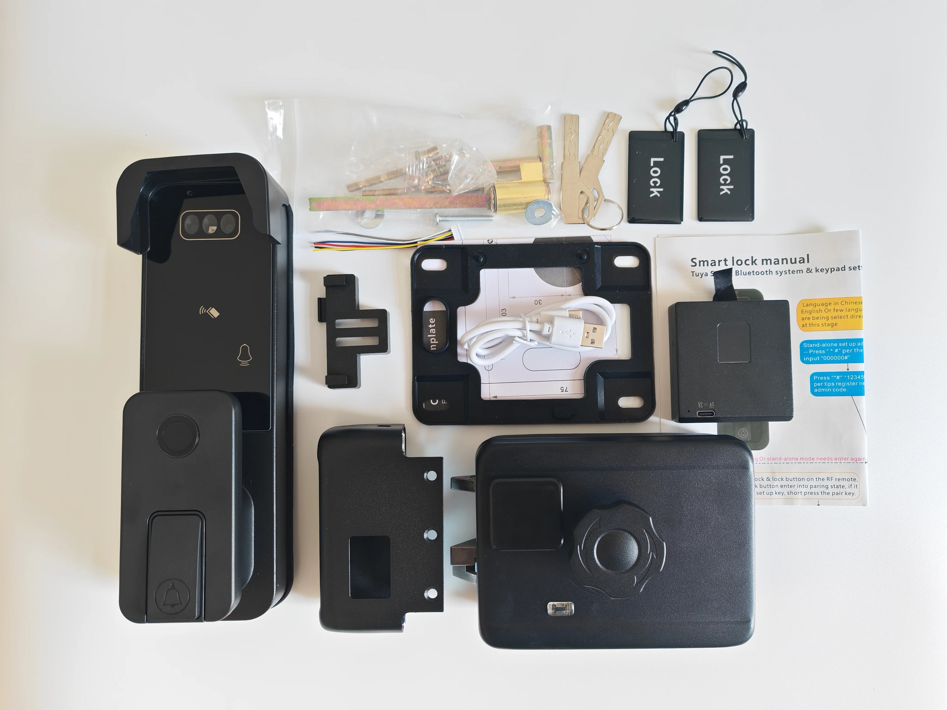 Outdoor Waterproof 3D Face Recognition Palm Scan Fingerprint Gate Lock Tuya Wifi App Password Digital Rechargeable Smart Lock