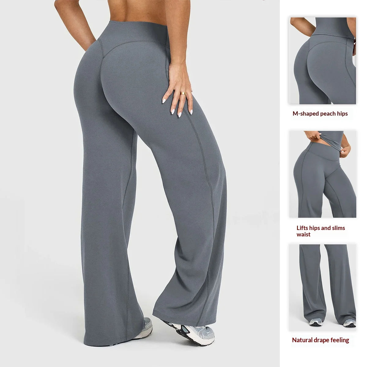 High Waisted Straight Leg Yoga Pants for Women, Naked Feeling Butt Lifting Loose Fit Workout Trousers, Slimming Gym Pants