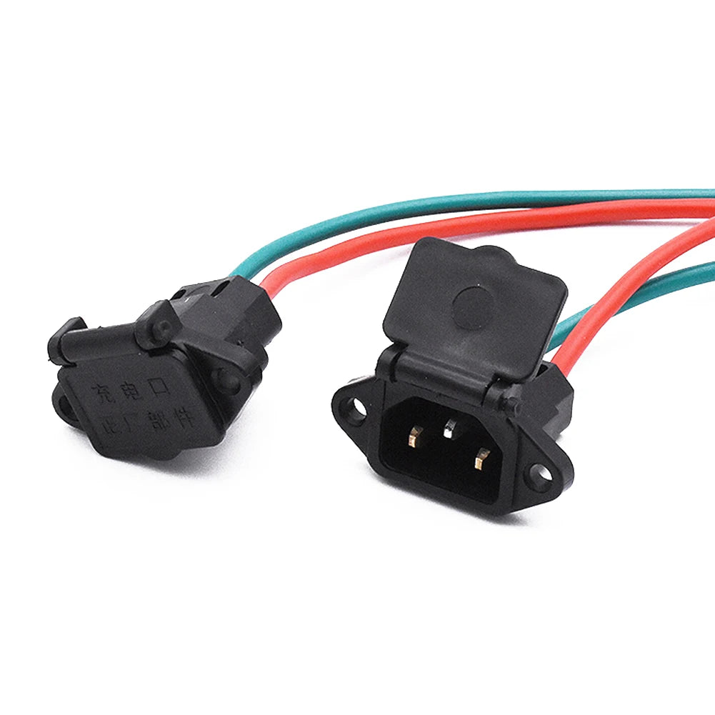 1x E-bike Plug Socket Charger Electric Scooter Vehicle Charging Socket E-bike Car Plug Cable Wire Connector Three Hole Socket
