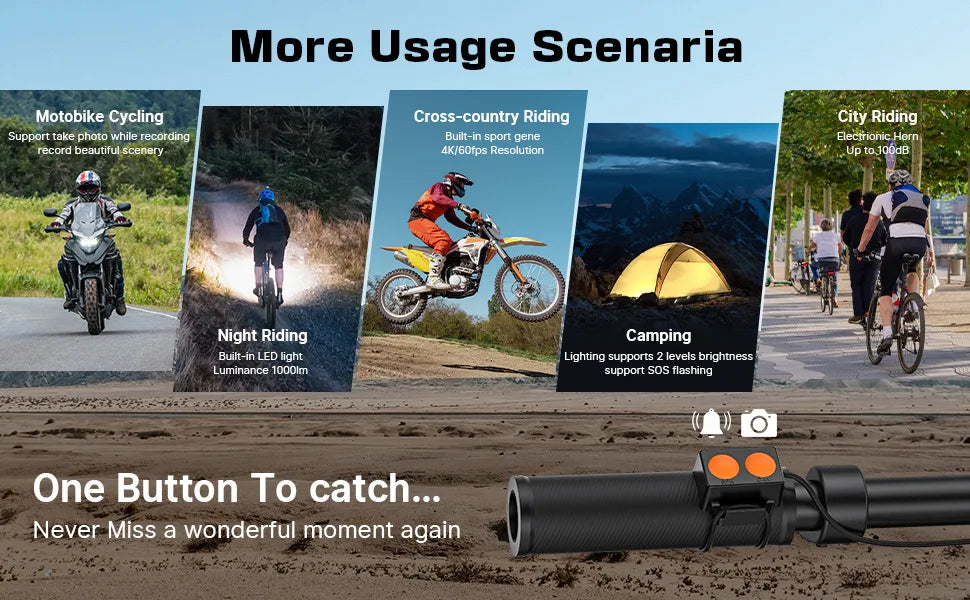 HD 4K 60FPS Action Camera for Motorcycle Bike Helmet Sports DV Video Recorder Car DVR Dash Cam Outdoor Bicycle Surveillance