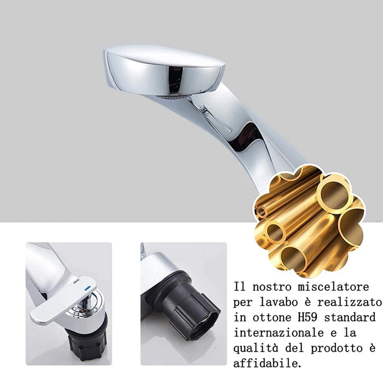 Luxury Bathroom Faucet Curve Single Handle Wash Basin Sink Faucet Hot And Cold Water Sink Mixer Tap Brass Deck Mounted Torneira