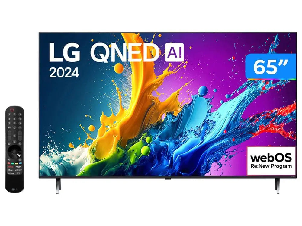 Smart TV 65 "4K QNED LG 65QNED80TSA WebOS 24 Processor α5 Ger7 Wi-Fi Bluetooth with Alexa Chromecast 3 HDMI 2 USB