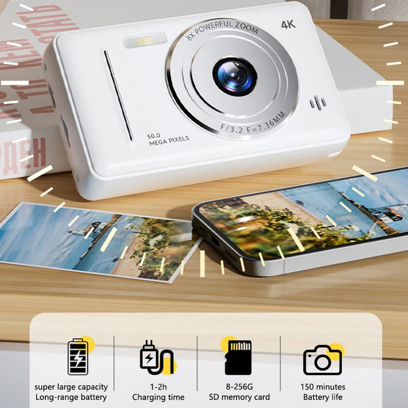 Advanced 50MP Dual Camera Kit, 4K Flash, CCD Digital, Vintage Design Entry-Level Camera