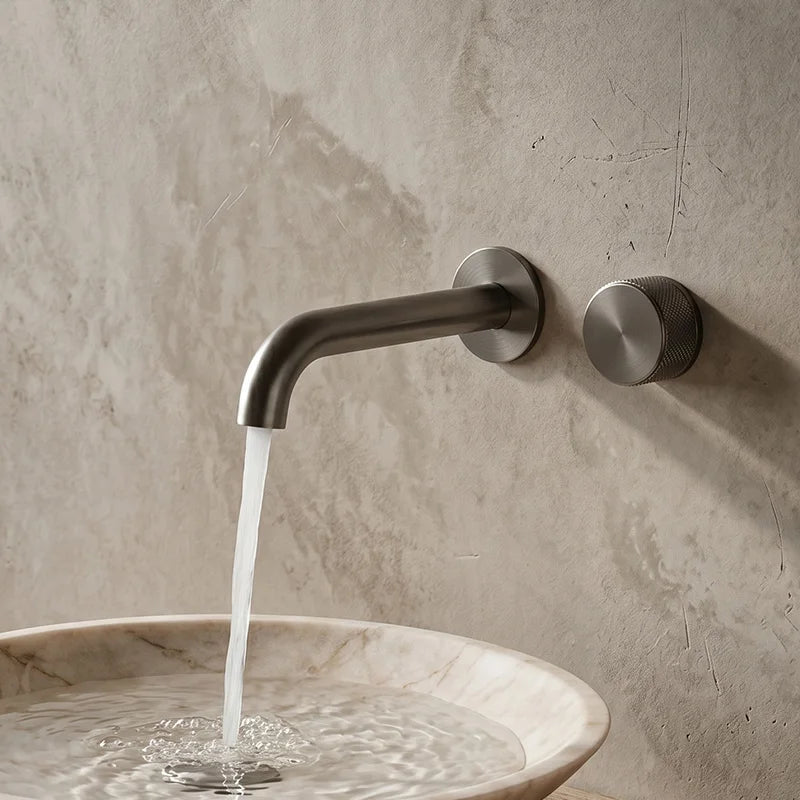 Wash Mixer Hot And Cold Water Wall Mounted Bathroom Basin Faucet Sink Tap Spout Bath Single Handle Ceramic Cartridge Crane