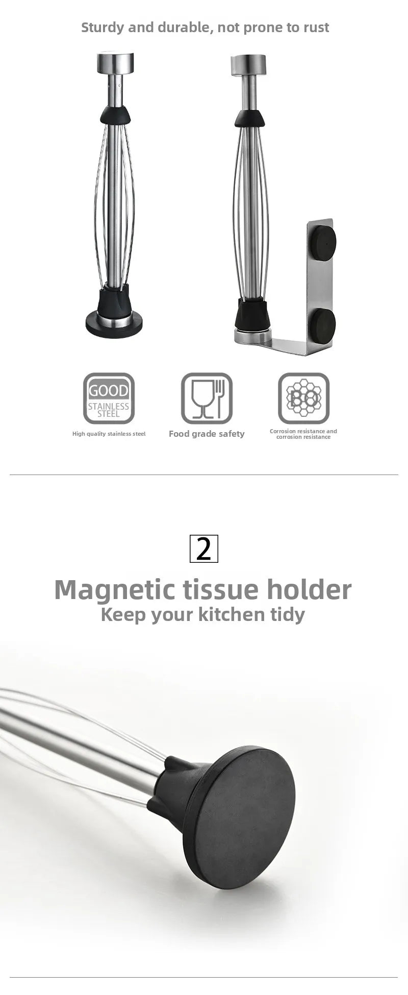 No-punch magnetic hanging kitchen paper towel holder