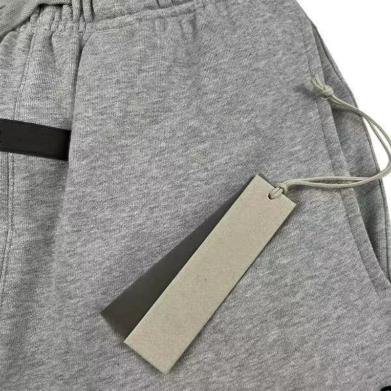 Fashion Double Line Matching Set Men's Drawstring Pants Luxury Design Plush Letter Pants High Street Couple Oversized Pants Set