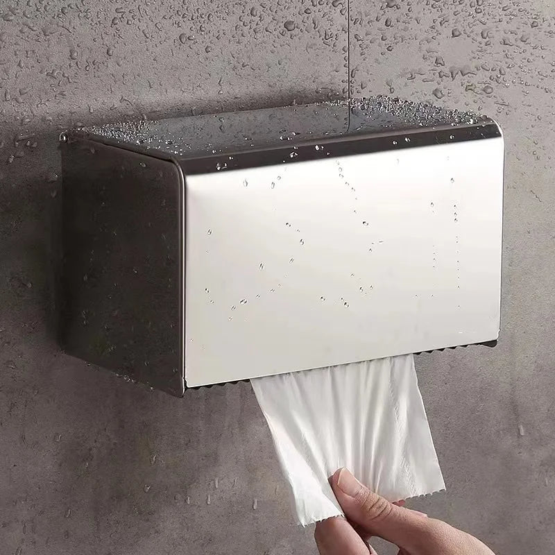 Toilet Paper Box phone Holder Gold Stainless Steel Roll Paper Rack Waterproof Paper Towel Holder Bathroom Black Tissue Box