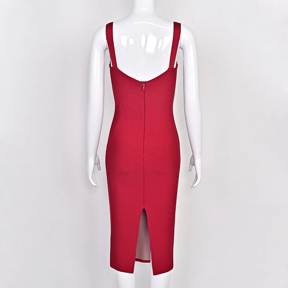 BEAUKEY Sexy Vintage Black Bandage Dress 2025 For Women Summer Draped Spaghetti Split Contrast Bodycon Dress XL Paded Vestido