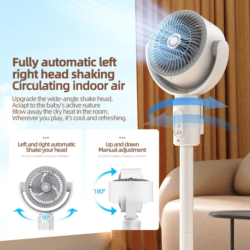 Air Circulation Fan Rechargeable Oscillating Fan Five Gear Adjustment Stand Fan Adjustable Height Household Air Circulation Fan
