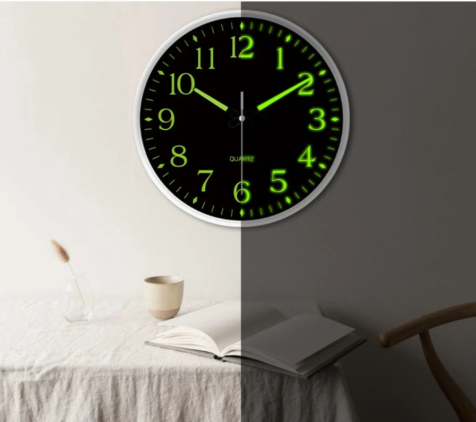 Hole-Free Luminous Wall Clock, 8 Inch Silent Quartz Clock, Modern Decor for Home & Living Room