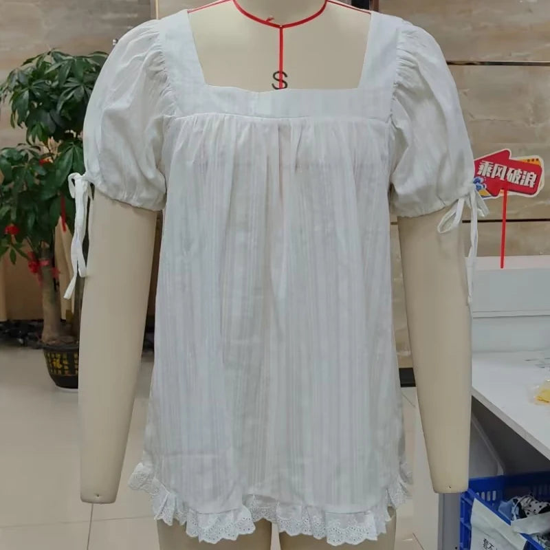 Bohemian Puff Sleeve Maternity Dress Women Square Neck A-line Mini Ruffled Dresses Fairy Vintage Loose Fit Flowy Short Dress