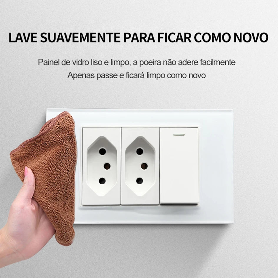 PSSRISE White Tempered Glass Standard sockets and switches brazil Switzerland Usb Type C Wall Socket Light Switch Smart Switch