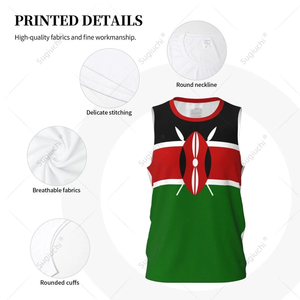 Kenya Flag Men Basketball Sports Running Fitness Multifunction Sleeveless tshirt Exclusive Custom Name Nunber