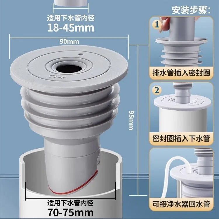 Sink Plug Sewer Pipe Sealing Ring Water Plug Floor Drain Shower Stopper Bathroom Accessories 70-75mm Silicone Drains Kitchen