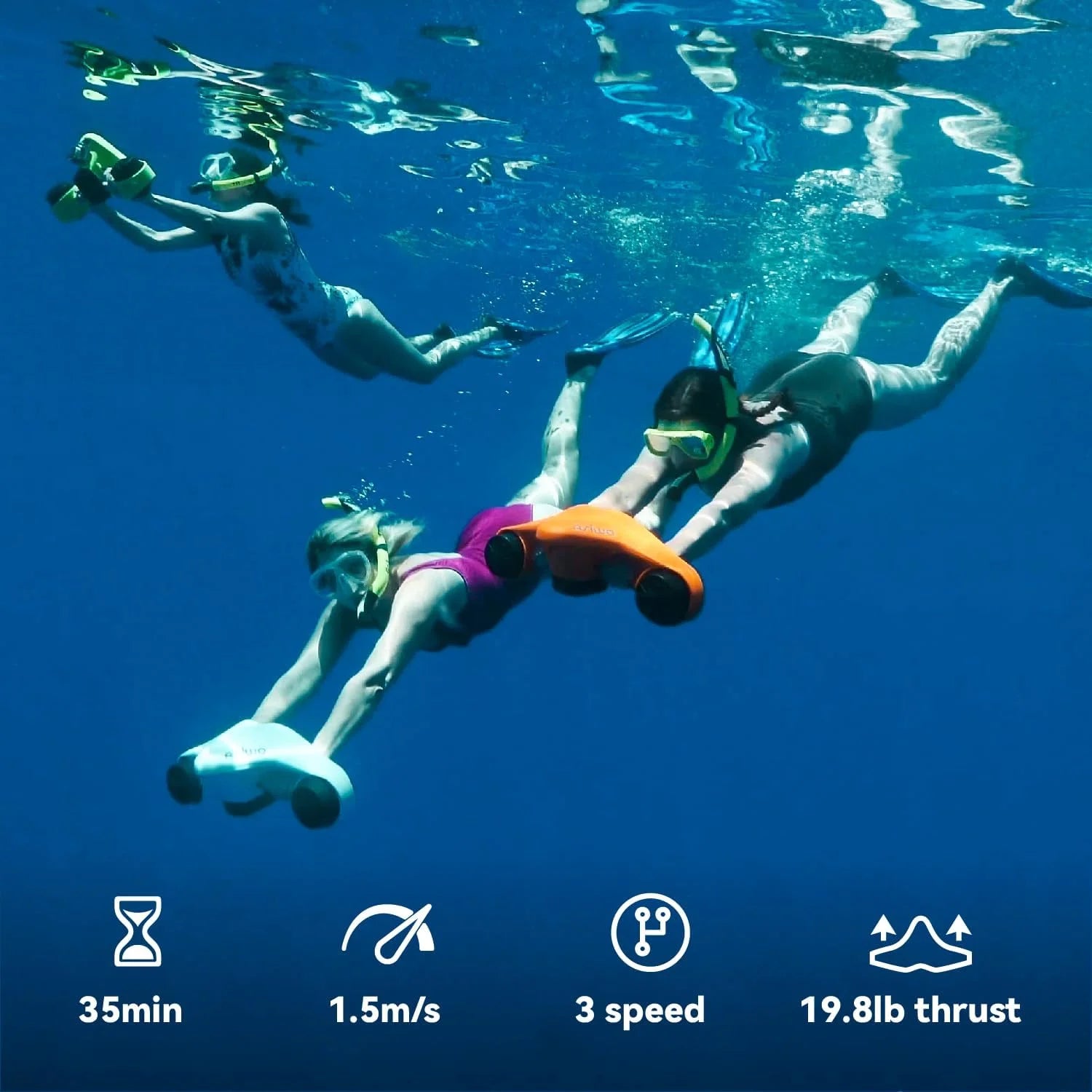 Underwater Scooter Sea Scooter Dual Motors with Action Camera Mount Water Scooter 40M Waterproof for Scuba Diving Snorkeling