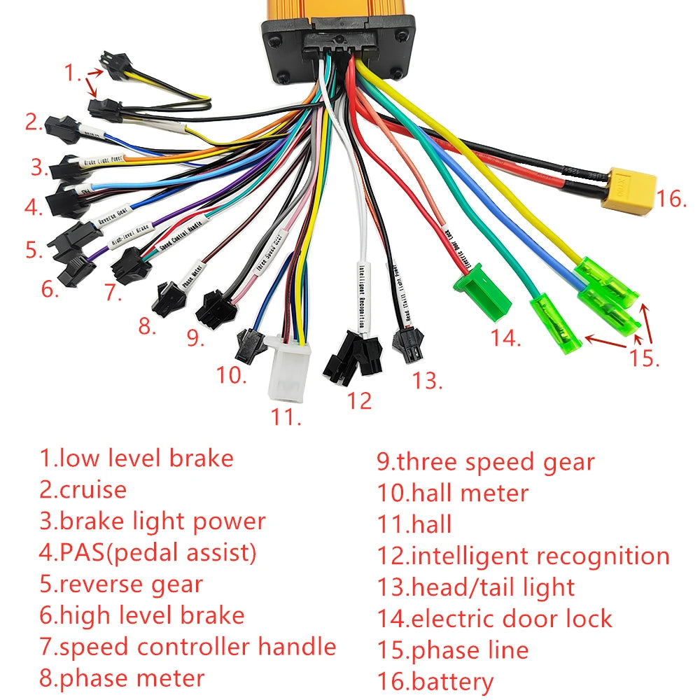 Electric Bike/Bicycle E-bike E-scooter Brushless Controller 24V 36V 48V 60V 250W 350W 10A 12A 13A 15A 18A 20A