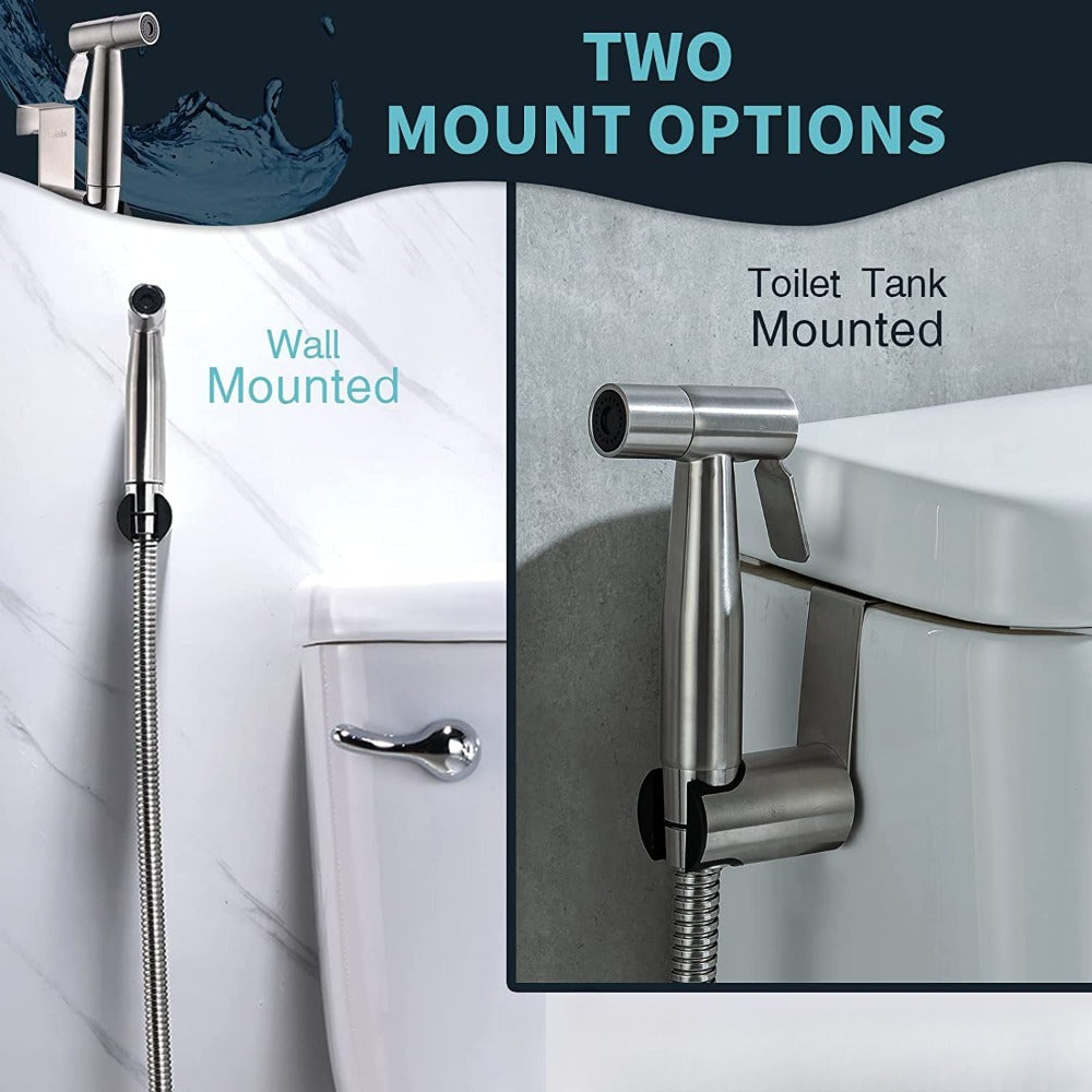 Handheld Bidet Sprayer Set 304 Stainless Steel Spray Gun Shower Handheld Toilet Bidet Faucet Sprayer Shower Nozzle Self Cleaning