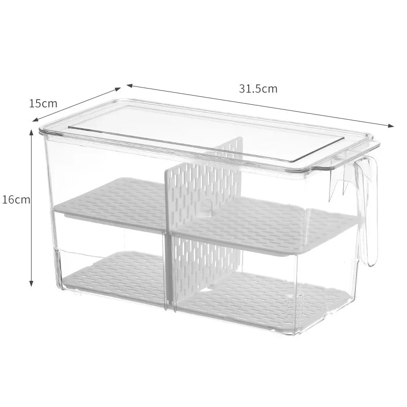 Kitchen Food Preservation Box Refrigerator Organizer With Handle Stackable Vegetable Fruit Storage Containers Home Organization