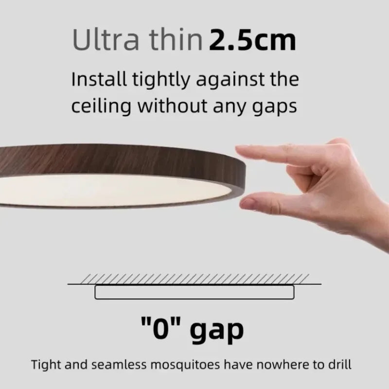 Modern Wood Grain LED Ceiling Light Circular Ultrathin Walnut wood Bedroom living room Restaurant Balcony Aisle Home Lights
