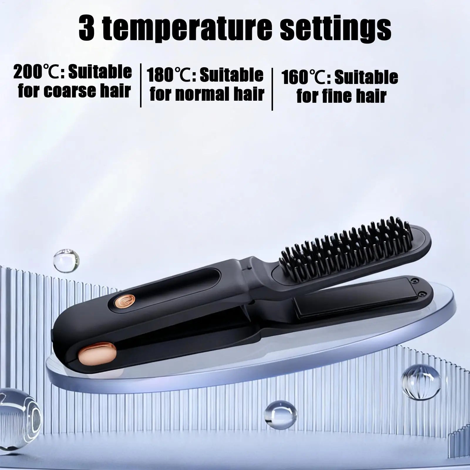 Cordless Hair Straightener 2-in-1 Rechargeable Curler with LED Display 3 Temperature Settings Cordless Straightener for Women