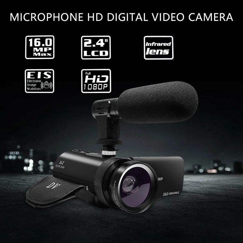 1080P HD Professional Digital Video Camera With Mic 16 Million Pixels DV Audio Multifunction Anti-shaking Photographic Machine