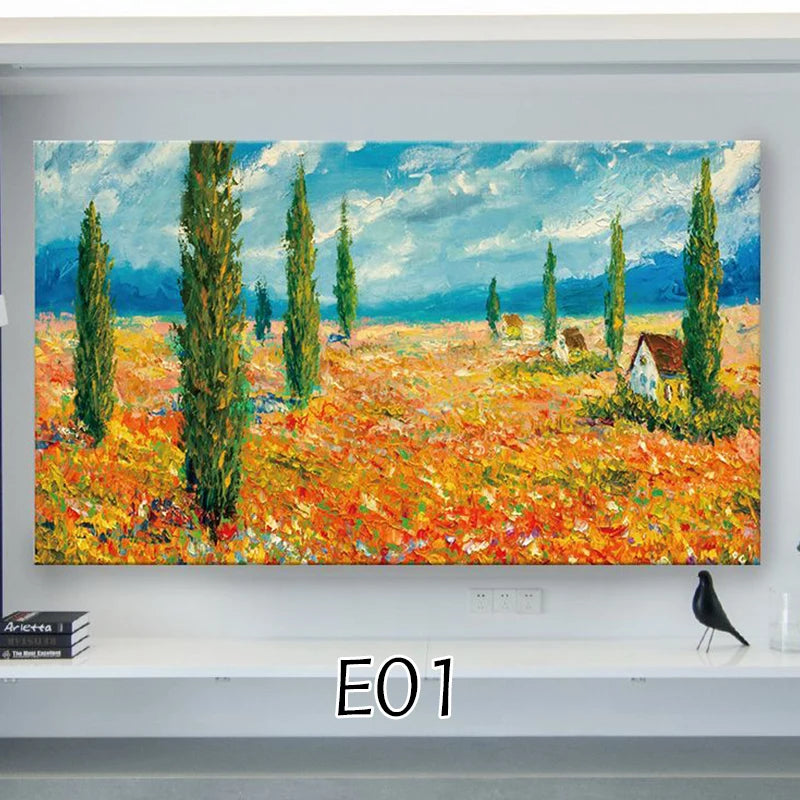 TV Screen Dust Proof Cover Landscape Pattern TV Monitor Cover 32-75 inch High Elastic LCD Protector Cloth