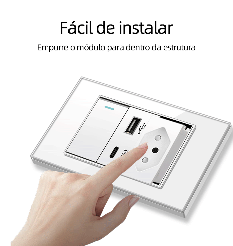 PSSRISE White Tempered Glass Standard sockets and switches brazil Switzerland Usb Type C Wall Socket Light Switch Smart Switch