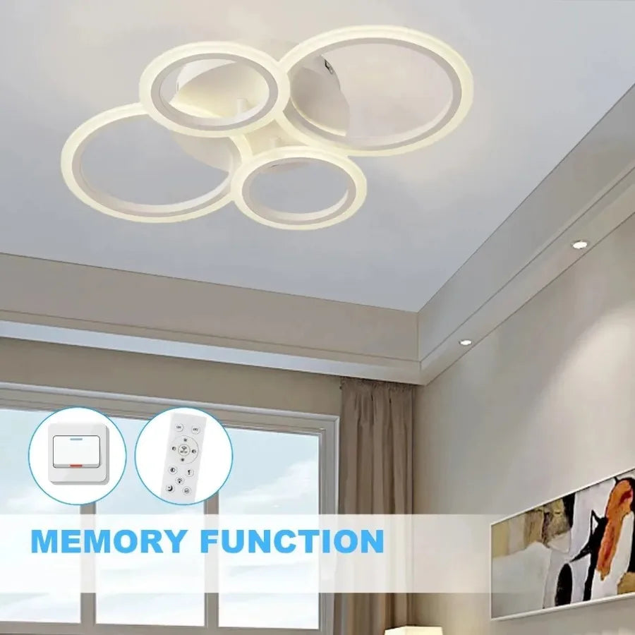 Modern Dimmable LED Ring Ceiling Lights Chandelier Indoor Home Decor Lighting Fixture for Living Dining Bedroom Study Room