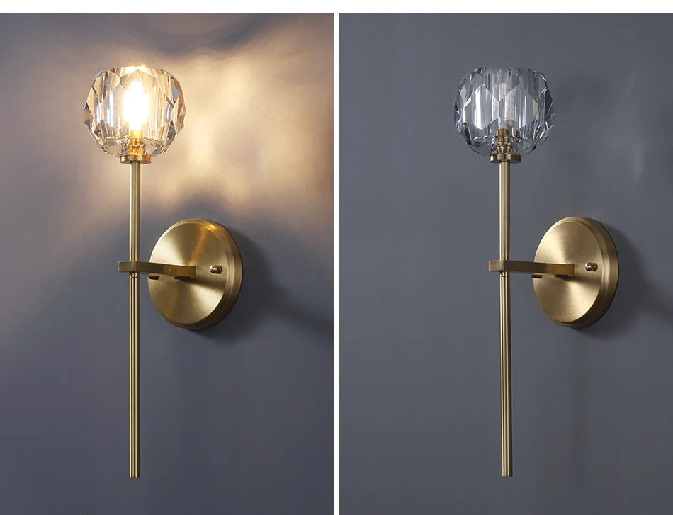 Modern Crystal wall lamp Luxury Living room bedroom lounge interior stairs wall lamp side lights Rose gold Copper wall light