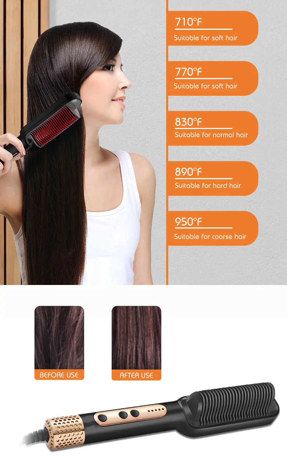 Heating Comb Straightener Hot Comb For Woman Magic Professional Electric Smoothing Hair Dryer Curler Straightener Brush 2 in 1
