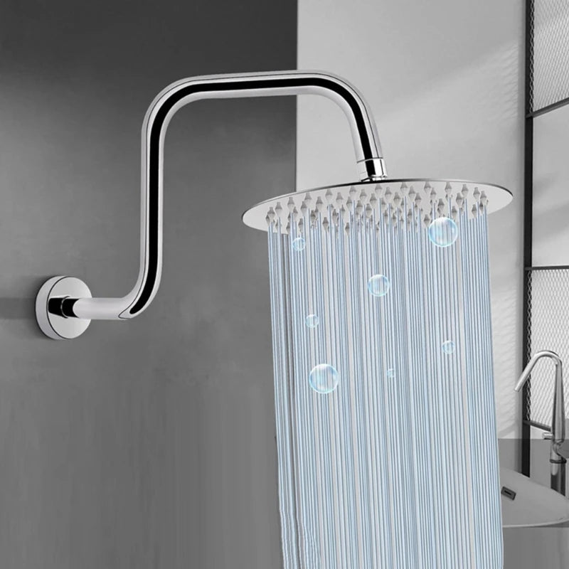 Shower Head Extension Arm, Gooseneck Risers with Flanges, High Rise Showerhead Extension Pipe for Bathroom Upgrades, 13in