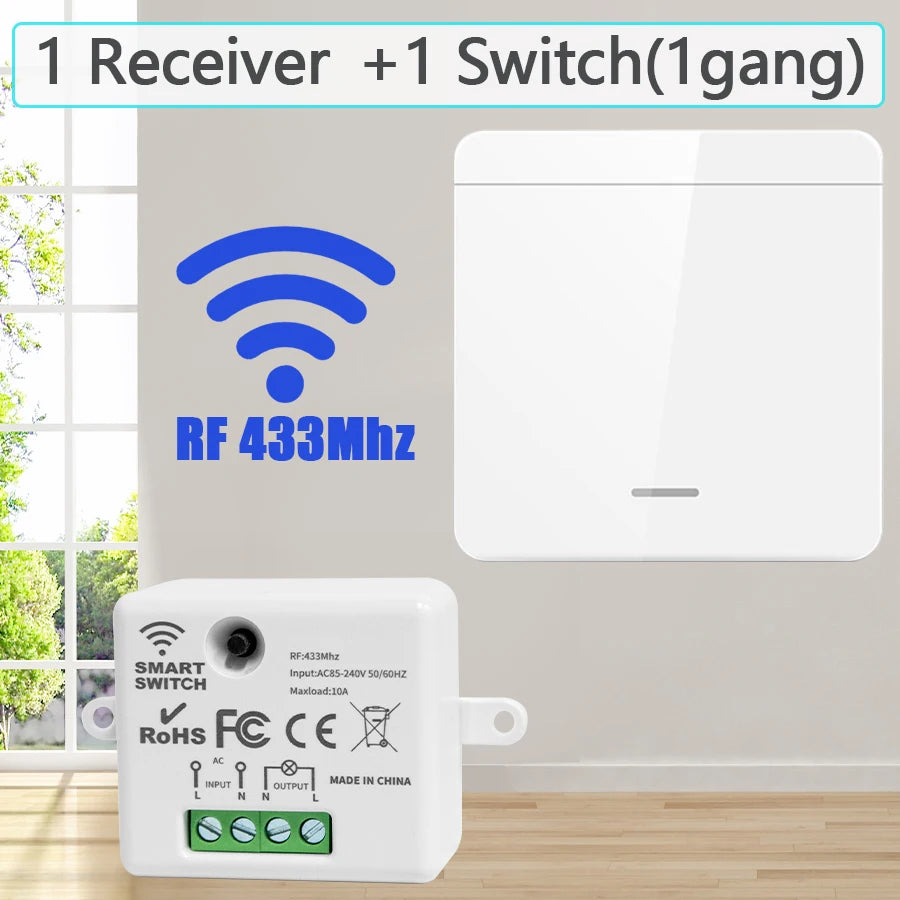 Wireless 433MHz Smart Switch Light 1/2/3Gang 86 Wall Panel Switch with Remote Control Relay Receiver 10A 110V 220V For LED Lamp