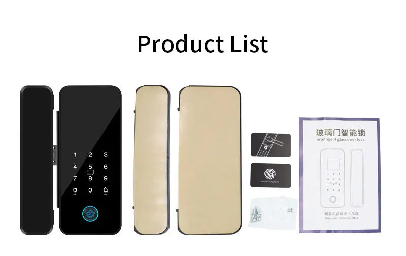 Multifunctional Smart Glass Door Lock Electronic Digit Biometric Fingerprint Tuya App Key Electric Smart Life Digital Door Lock